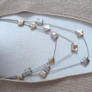 NWT $55 Chico's Gold & Silver Hammered Metal Layered Necklace